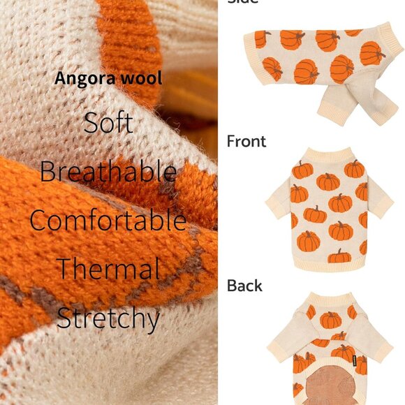 Warm Pumpkin Dog Sweater for Small Breeds - Ideal for Thanksgiving & Fall Days - Picture 5 of 8